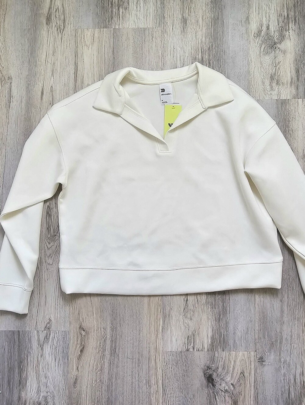 New All In Motion Marshmallow Airy Sleek Polo Sweatshirt